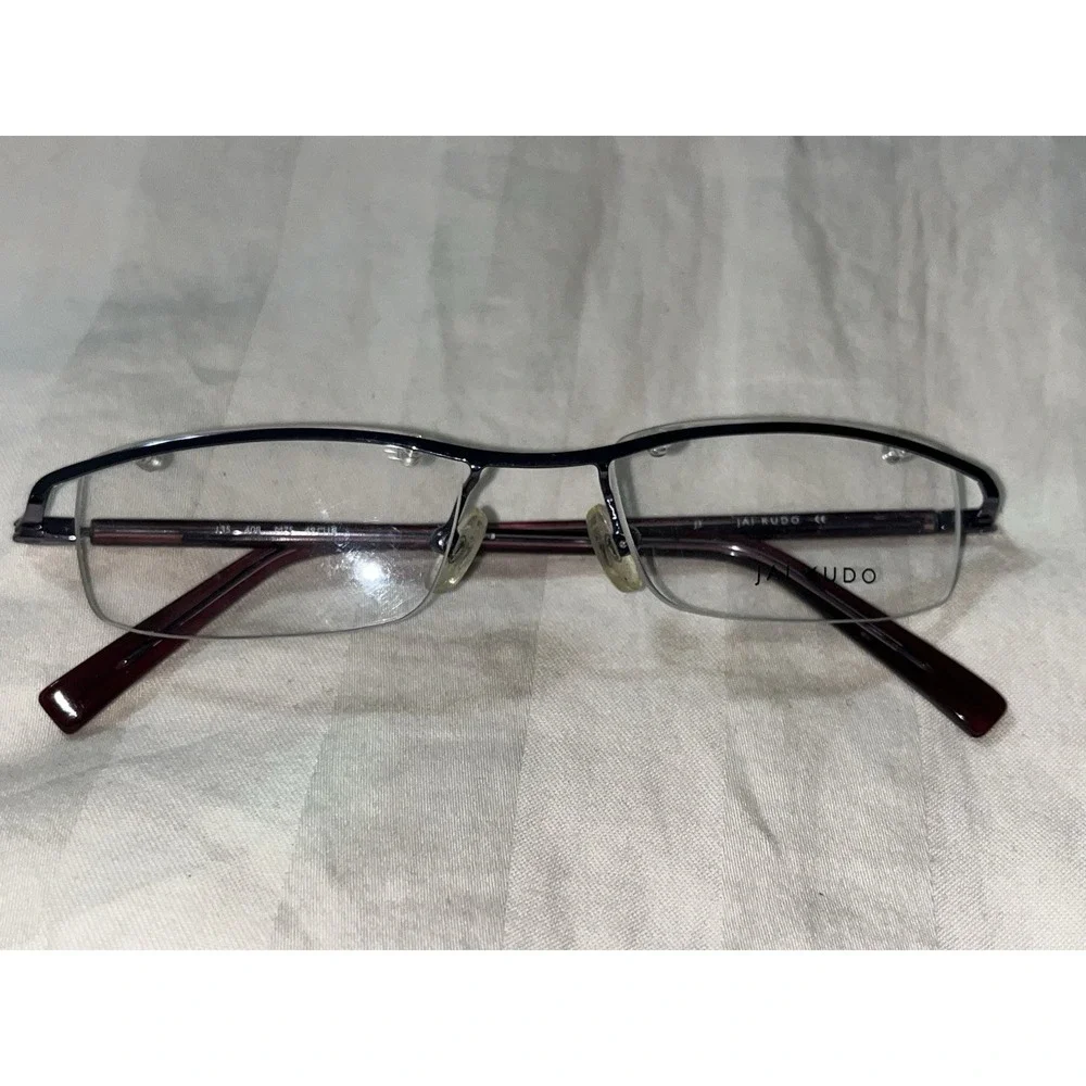 JAI KUDO OPTICAL EYEGLASSES HALF RIM PINK NEVER USED 408 M75 49-18-135